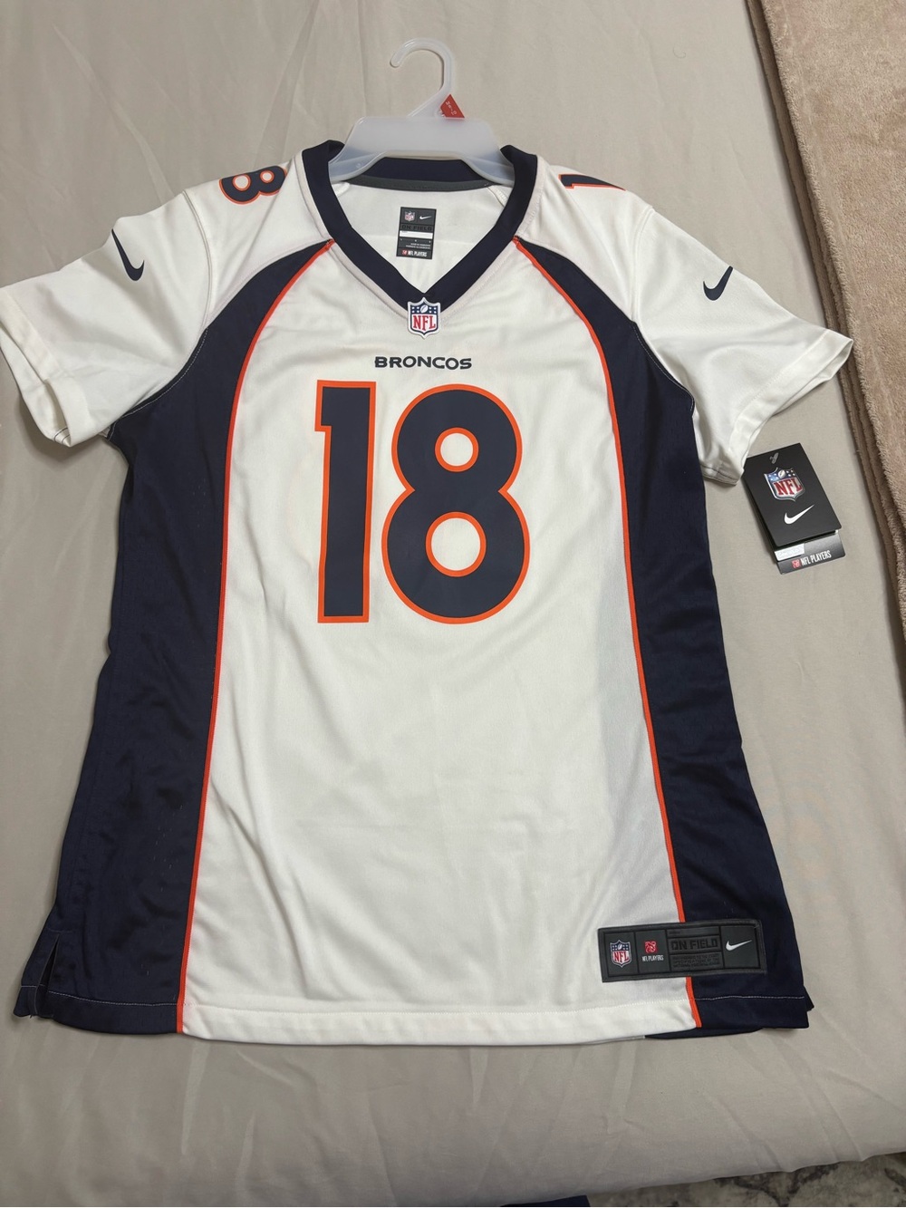 Nike Women's Denver Broncos #18 White Navy Orange Jersey